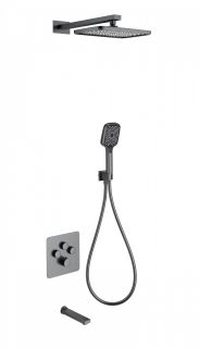 Душевой комплект Wonzon & Woghand WW-B4005-BGG с термостатом тёмный графит